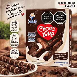 Barquillos Dannes Choco Love Chocolate 350 G