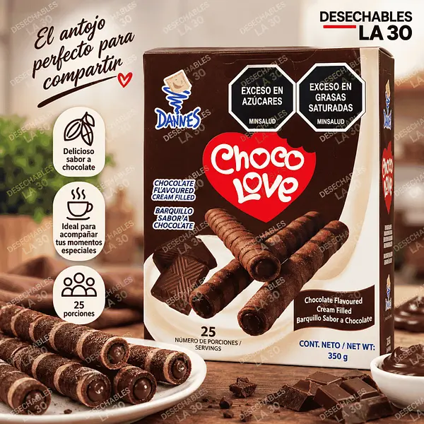 Barquillos Dannes Choco Love Chocolate 350 G