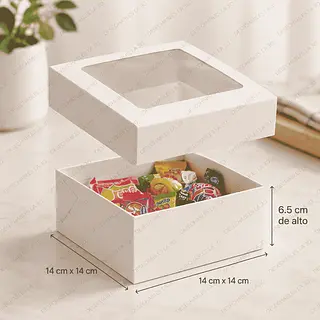 Caja Dulcera Blanca Con Ventana 14 X 14 X 6,5 Cm
