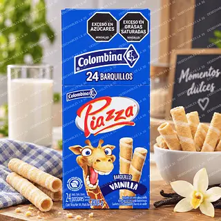 Barquillos Colombina Piazza Vainilla 24 Unidades 208,8 G