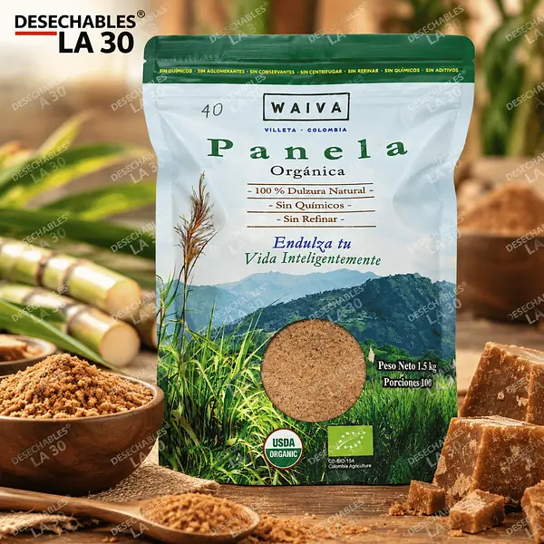 Panela Orgánica Waiva Natural Sin Refinar 1,5 Kg