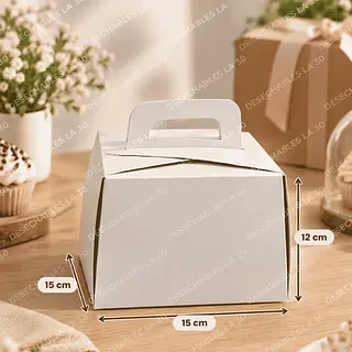Caja Automática Blanca Con Asa 15 X 15 X 12 Cm