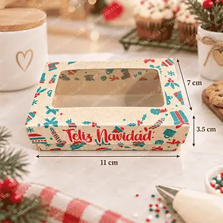 Caja Navideña Kraft Con Ventana 11 X 7 X 3,5 Cm