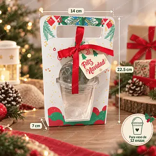 Caja Navideña Para Vaso 12 Oz Con Asa 14x7x22,5 Cm