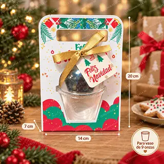 Caja Navideña Para Vaso 9 Oz Con Asa 14x7x20 Cm