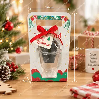 Caja Navideña Para Vaso Con Ventana Y Asa 14x7x24 Cm