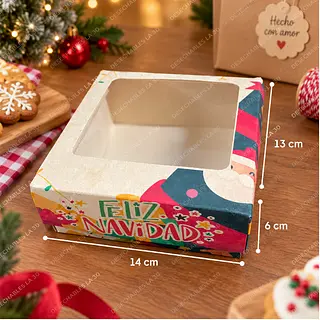 Caja Navideña Feliz Navidad Multicolor 14x13x6 Cm