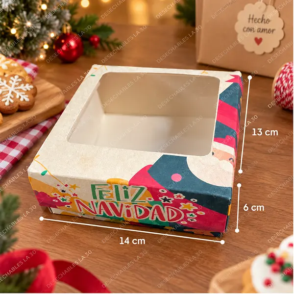 Caja Navideña Feliz Navidad Multicolor 14x13x6 Cm
