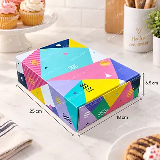 Caja Rectangular Geométrica Multicolor 25x18x6,5 Cm
