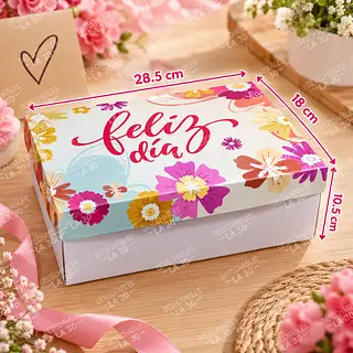 Caja Feliz Día Floral Multicolor 28,5x18x10,5 Cm