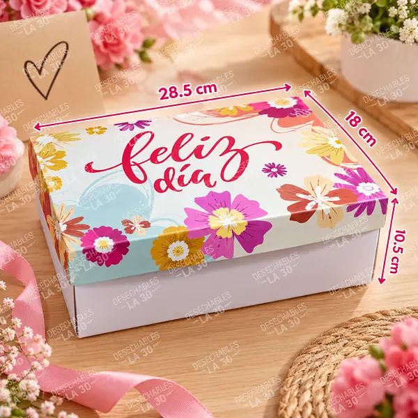 Caja Feliz Día Floral Multicolor 28,5x18x10,5 Cm