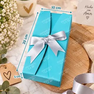 Caja De Regalo Turquesa Con Solapas 20x10x5 Cm